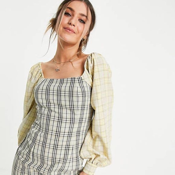 Lola May Dresses & Skirts - Mini dress in mixed check print   NWT